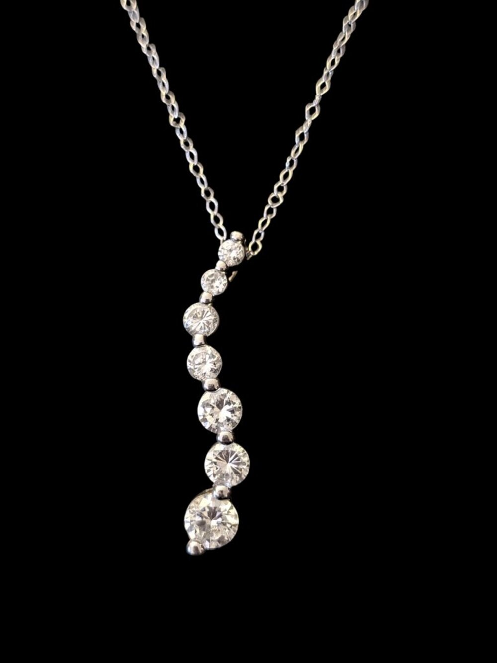 Prime Art & Jewel 925 Sterling CZ 1.46" Journey Pendant 18.5" Chain Necklace